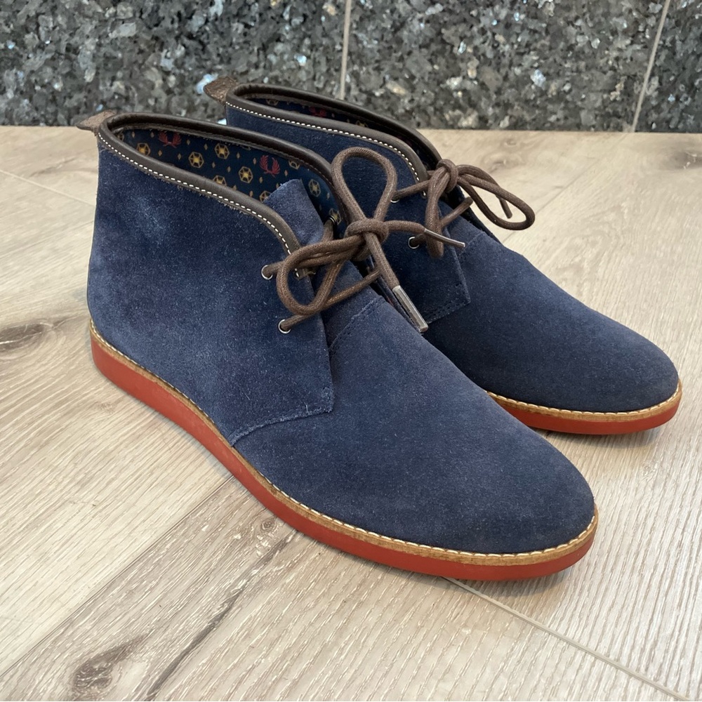Fred Perry Dark Blue Suede Ankle Boots